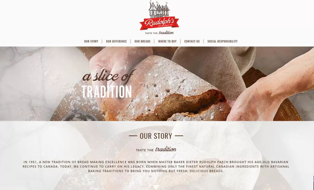 Rudolph's bakery breads website design